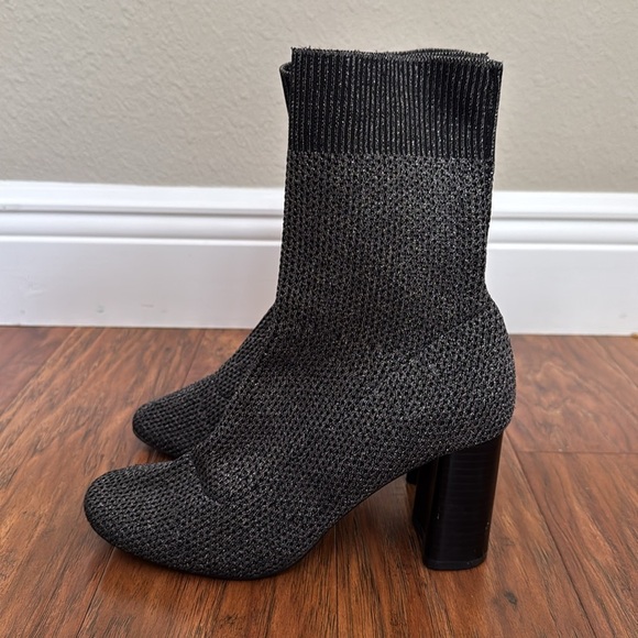 Zara Black and Silver Knit Sock Boots Size 37 - Picture 4 of 8